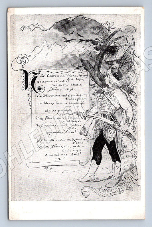 Postcard Mikoláš Aleš – Lightning over the Tatras 1918 (ST3477)