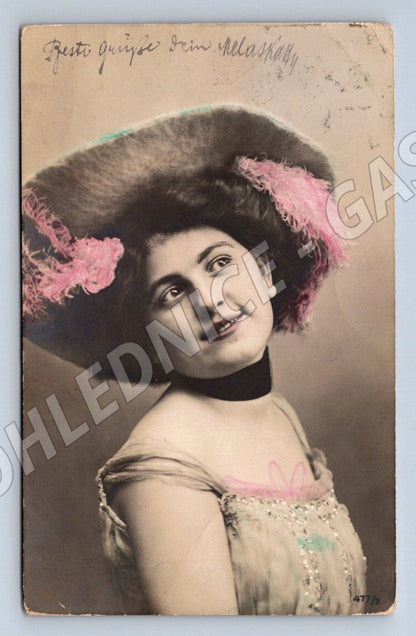 Postcard colored portrait of a young woman Austria-Hungary (ST3486)