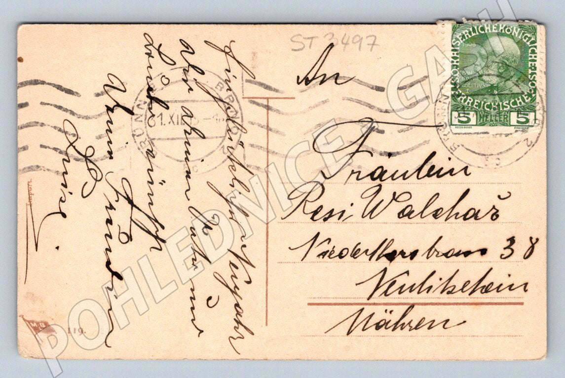 Pohlednice portrét herečky rakousko uhersko cca 1908 (ST3497)