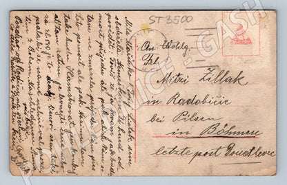 Postcard small format child with flowers Czech Republic until 1950 (ST3500)