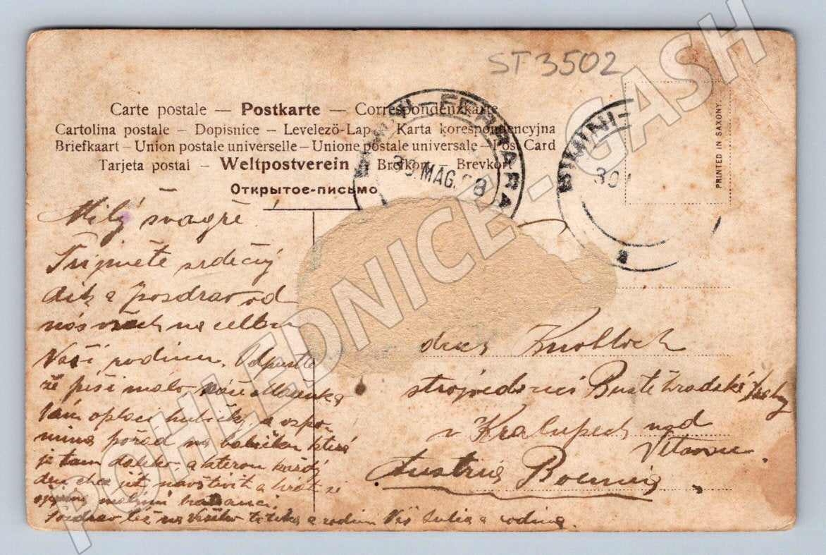 Postcard woman in traditional costume with child colored mail (ST3502)