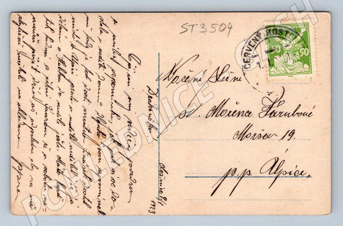 Postcard 1933 couple in traditional costume colored ethnography (ST3504)