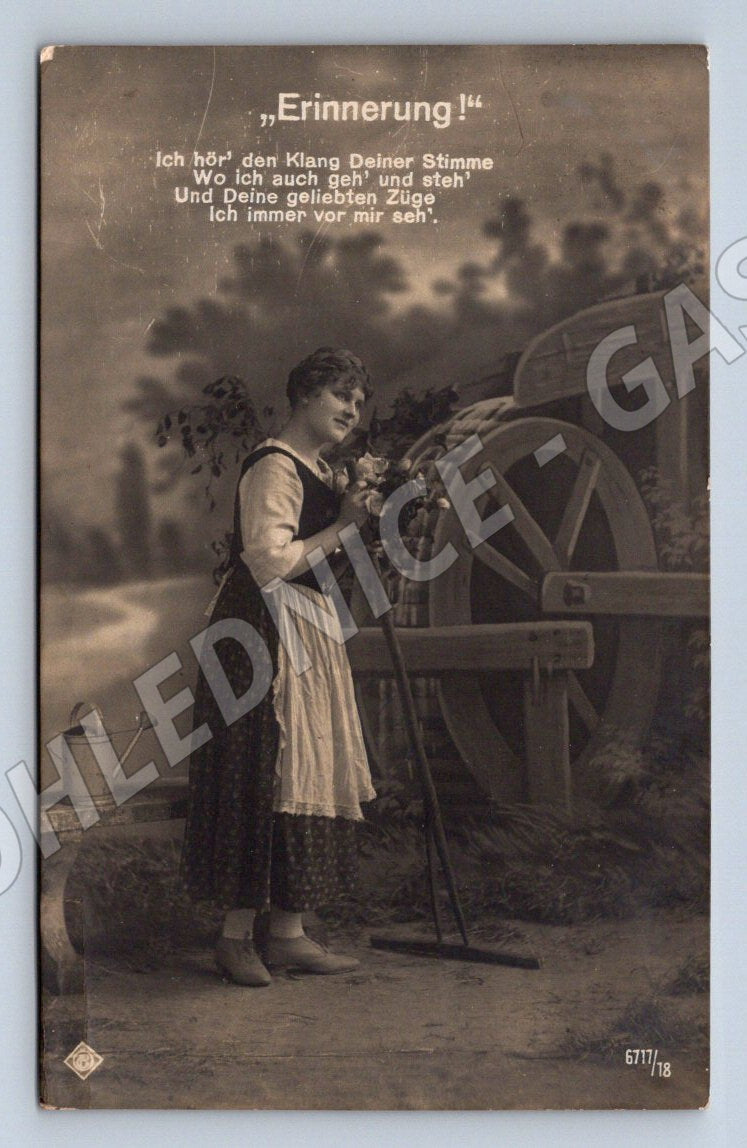 Postcard 1917 ethnography girl in traditional costume Austria-Hungary (ST3506)