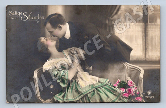 Pohlednice romantická selige stunden kolorovaná elegance (ST3516)