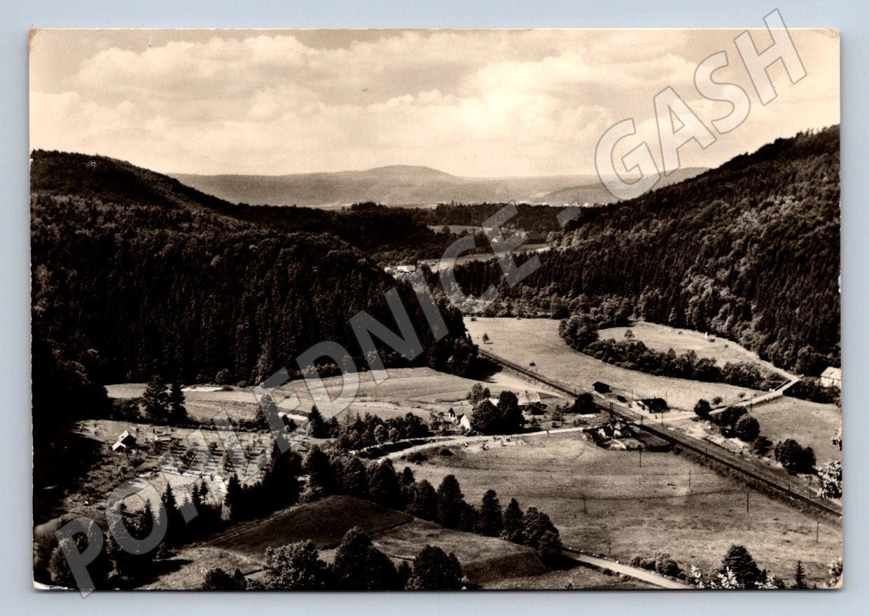 Postcard Lanšperk view of the valley and the Orbis railway, Czechoslovakia (ST3526)