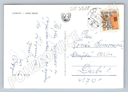 Postcard Litomyšl State Chateau B/W 1971 (ST3528)