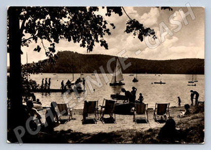 Postcard Seč Dam sailboats and swimming with Stochl (ST3529)