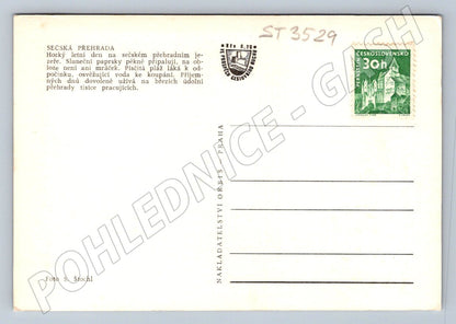 Postcard Seč Dam sailboats and swimming with Stochl (ST3529)