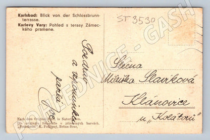 Postcard Karlovy Vary Castle Spring mf until 1950 (ST3530)
