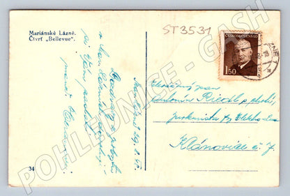 Postcard Marianske Lazne Bellevue district MF circa 1952 (ST3531)