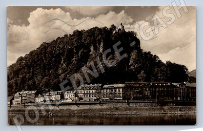 Postcard Děčín Elbe embankment with shepherd's wall circa 1944 (ST3556)