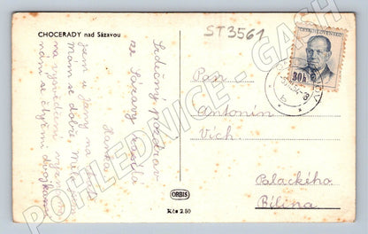 Postcard Chocerady nad Sázavou old Czechoslovakia 1954 (ST3561)