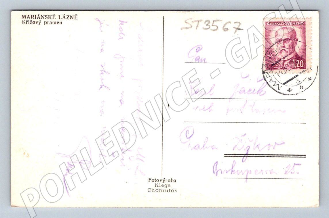 Postcard Marian Spa Cross Spring Old Czechoslovakia (ST3567)