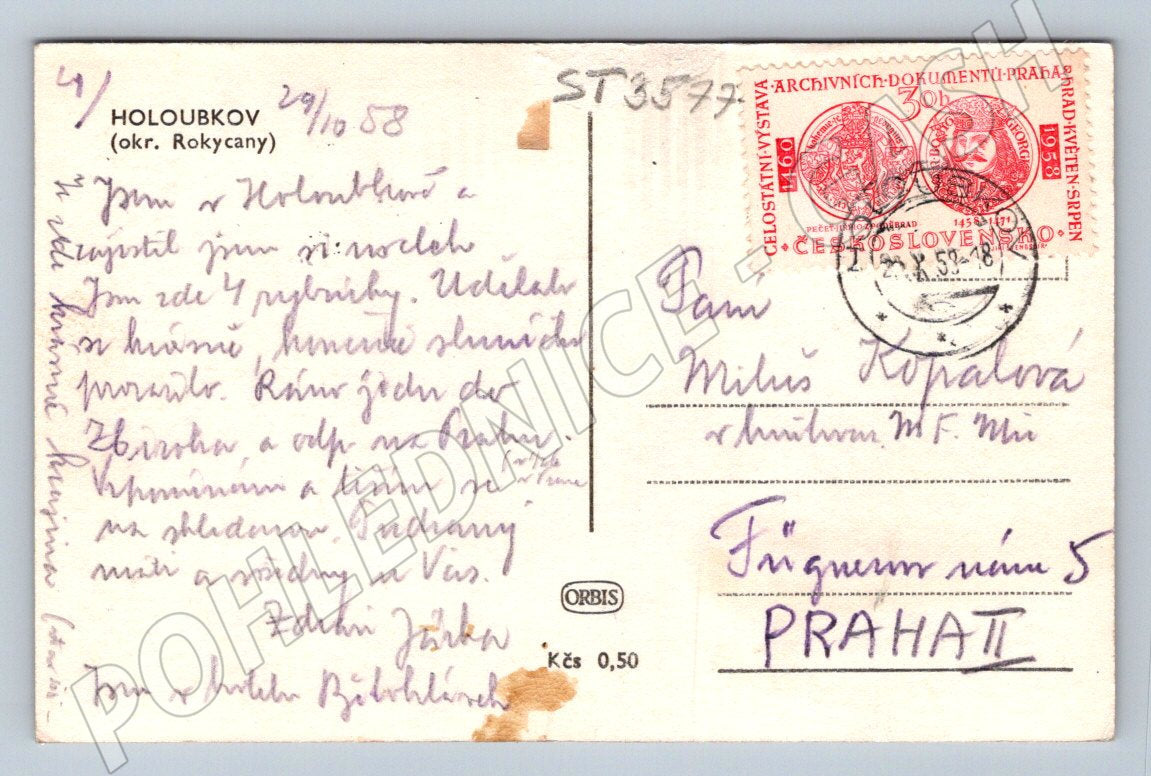 Postcard Holoubkov Rokycany Hist 50 years (ST3577)