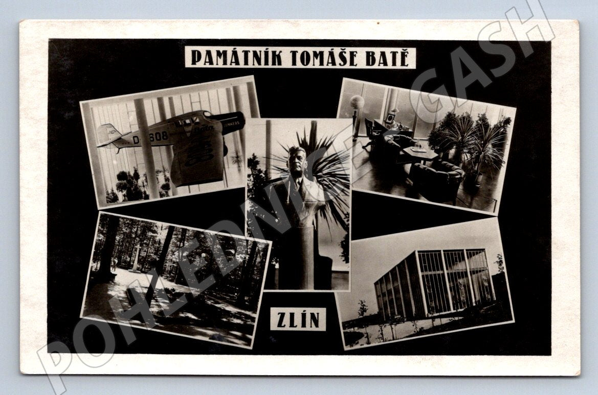 Postcard Zlín monument to Tomas Batis hist real photo (ST3578)