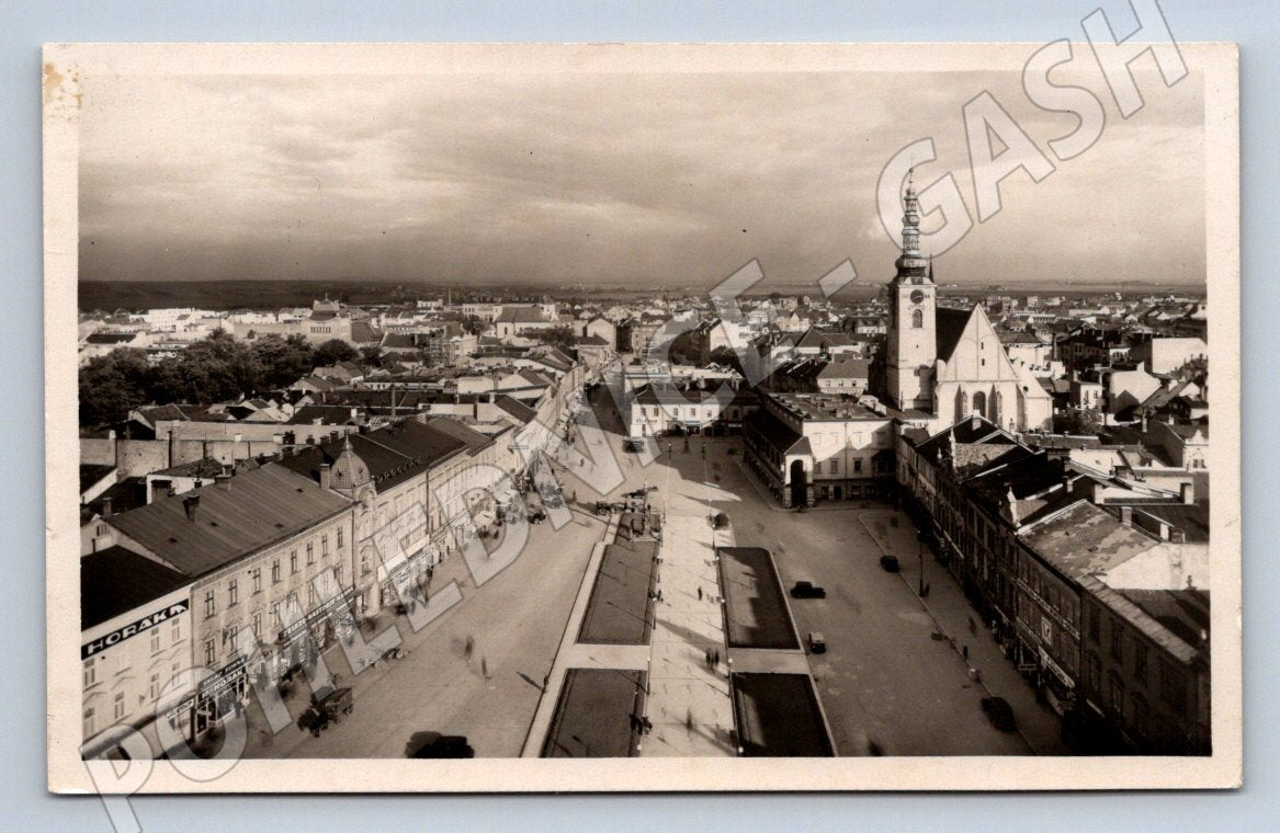 Postcard Prostějov square old Czech Republic until 1950 Grafo Čuda (ST3579)