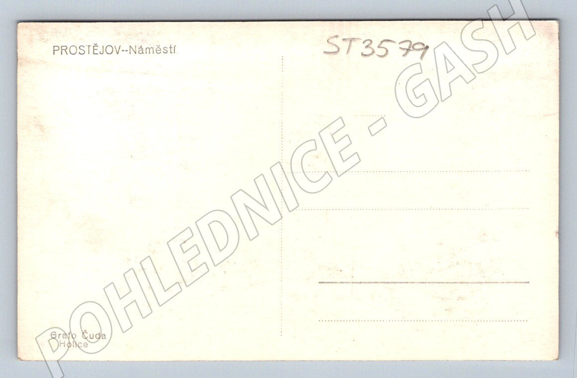 Postcard Prostějov square old Czech Republic until 1950 Grafo Čuda (ST3579)