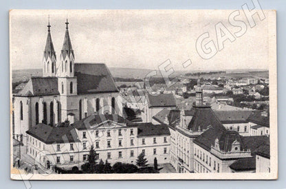 Postcard Kroměříž historical church of St. Moritz and chateau b/w (ST3584)