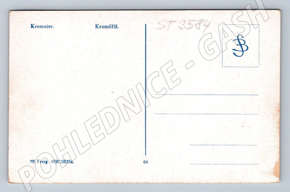 Postcard Kroměříž historical church of St. Moritz and chateau b/w (ST3584)