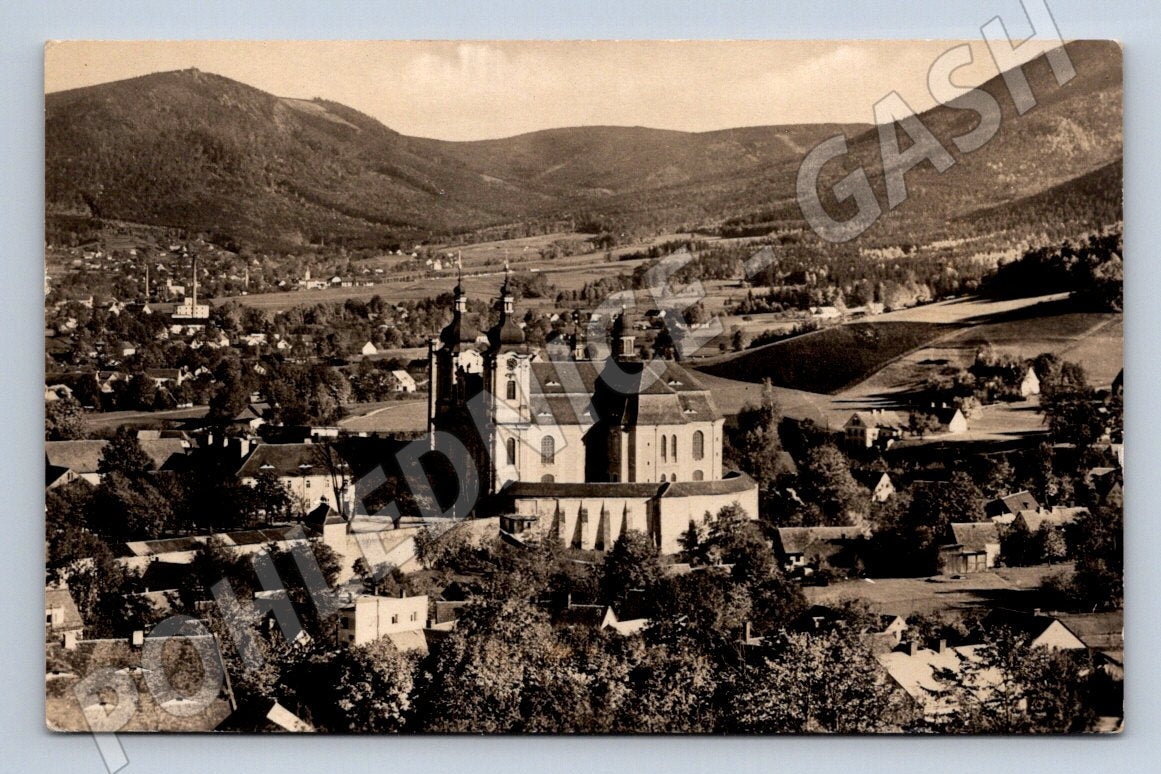 Postcard Hejnice Pilgrimage Church General View of the Jizera Mountains (ST3590)