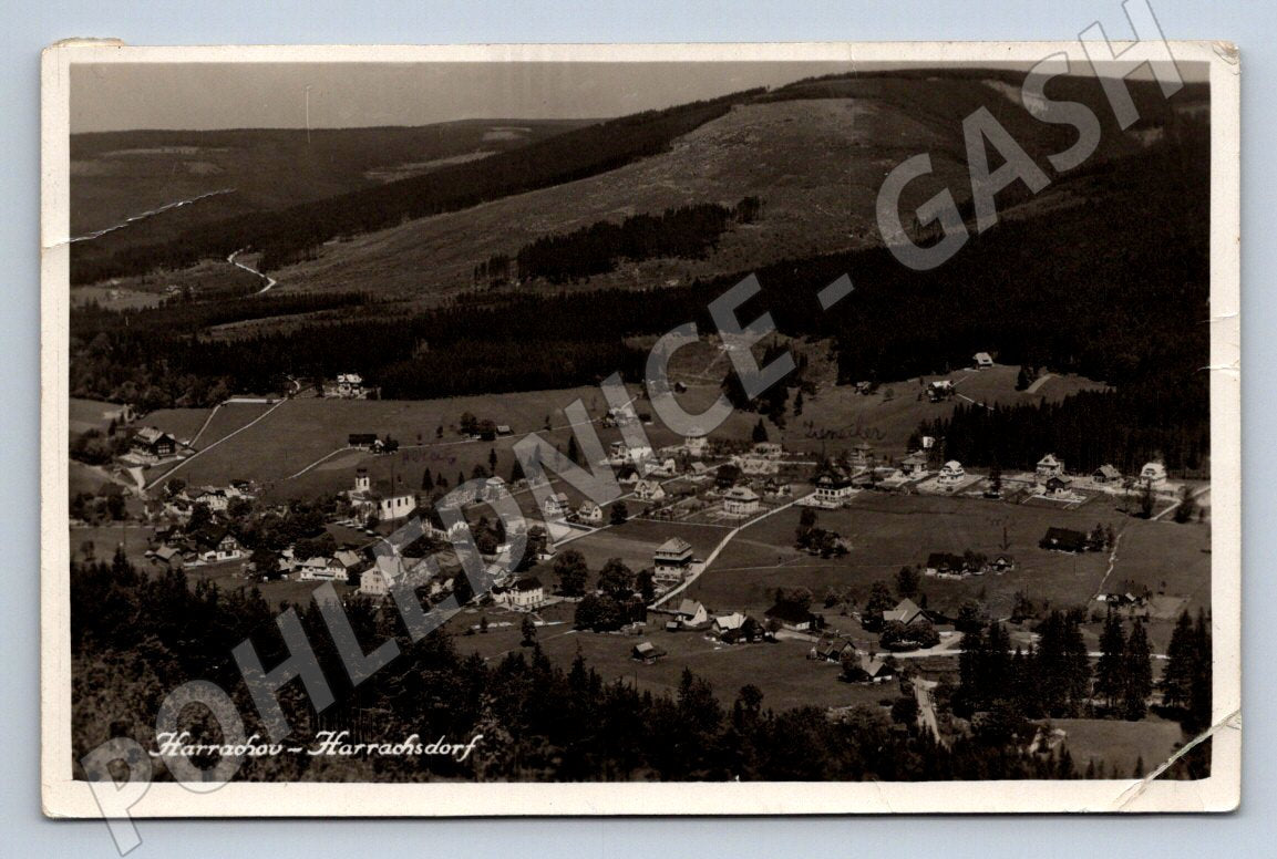 Postcard Harrachov Harrachsdorf 1936 by post (ST3598)
