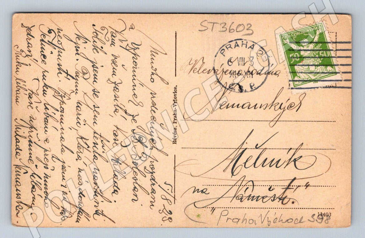 Postcard old Boleslav hist post 1923 (ST3603)