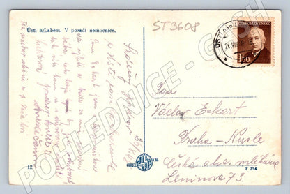 Postcard of the Elbe estuary with a hospital in the background, black and white, 1948 (ST3608)