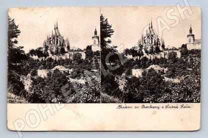Stereoscopic postcard of the Church of St. Barbara in Kutná Hora (ST3624)