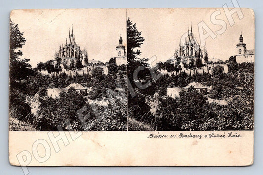Stereoscopic postcard of the Church of St. Barbara in Kutná Hora (ST3624)