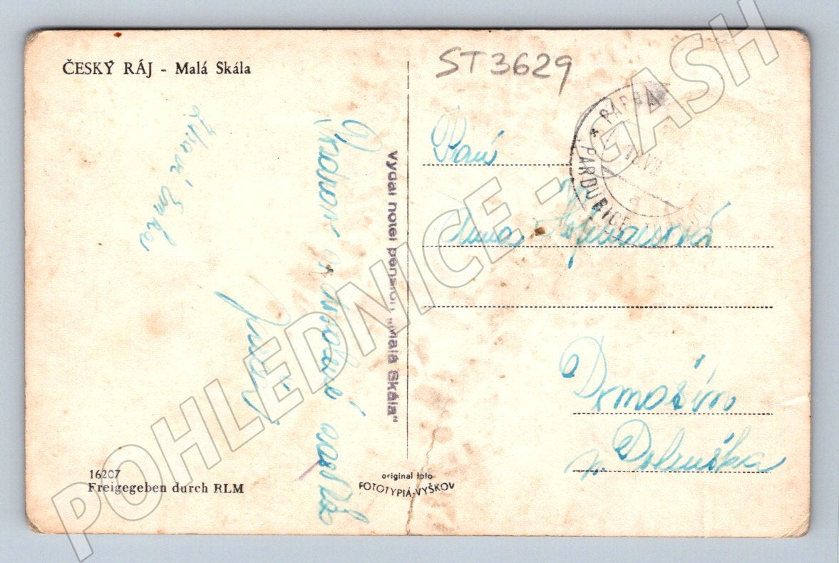 Postcard Bohemian Paradise Malá Skála aerial view (ST3629)