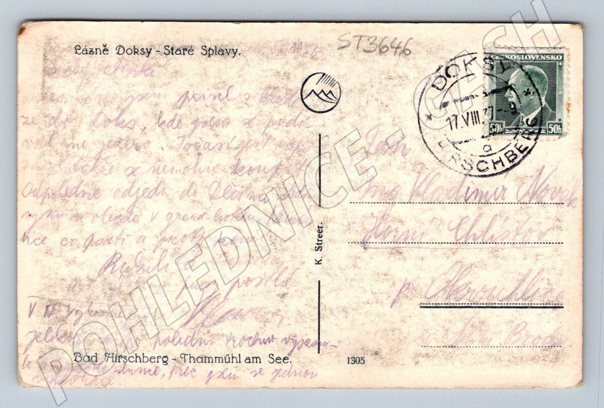 Postcard Doksy Staré Splavy Mácha Lake (ST3646)