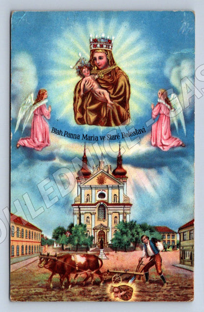 Postcard Virgin Mary Stará Boleslav illustrated (ST3649)