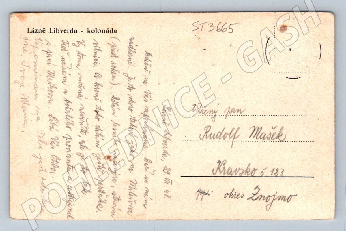 Postcard Libverda Spa Colonnade (ST3665)