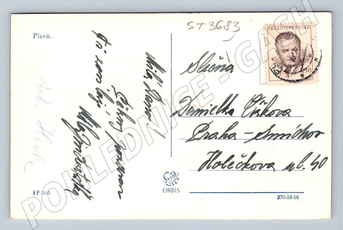 Postcard Pilsen historical building (ST3683)