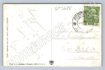 Postcard Lázně Poděbrady The party at the bridge (ST3685)