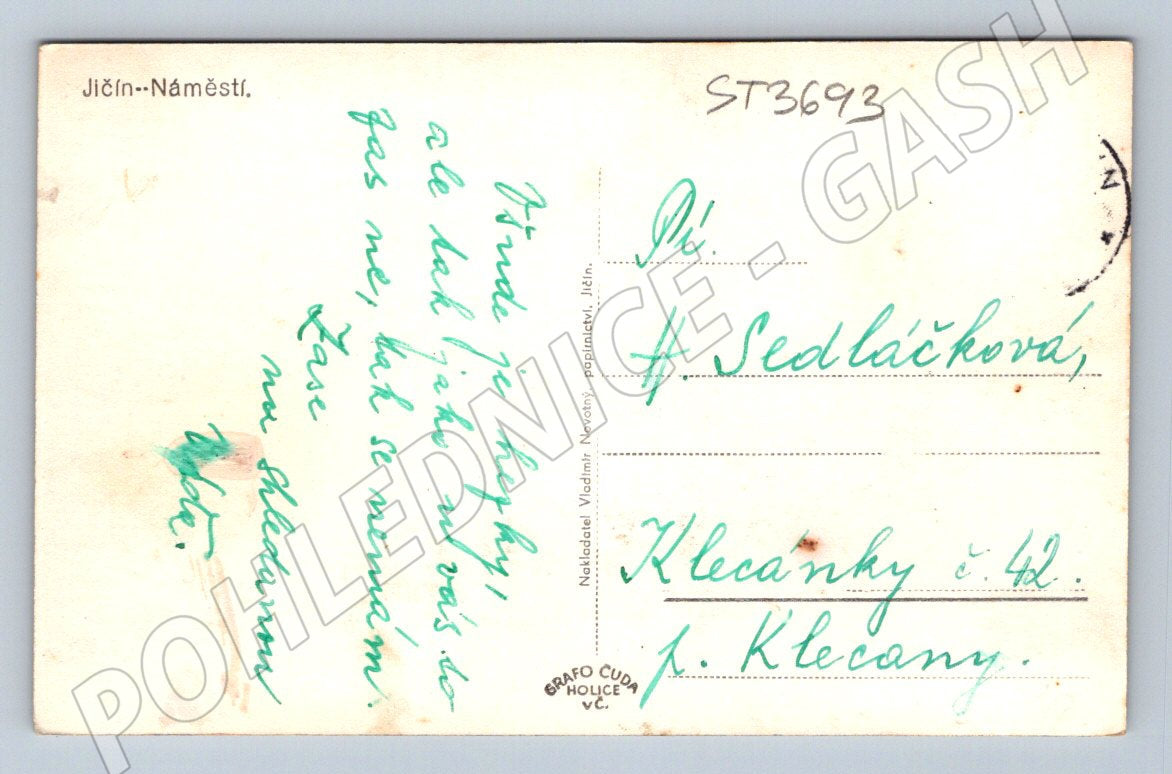 Postcard Jičín historical square (ST3693)