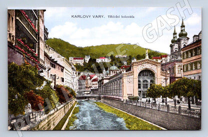 Postcard Karlovy Vary Hot Spring Colonnade colored (ST3702)