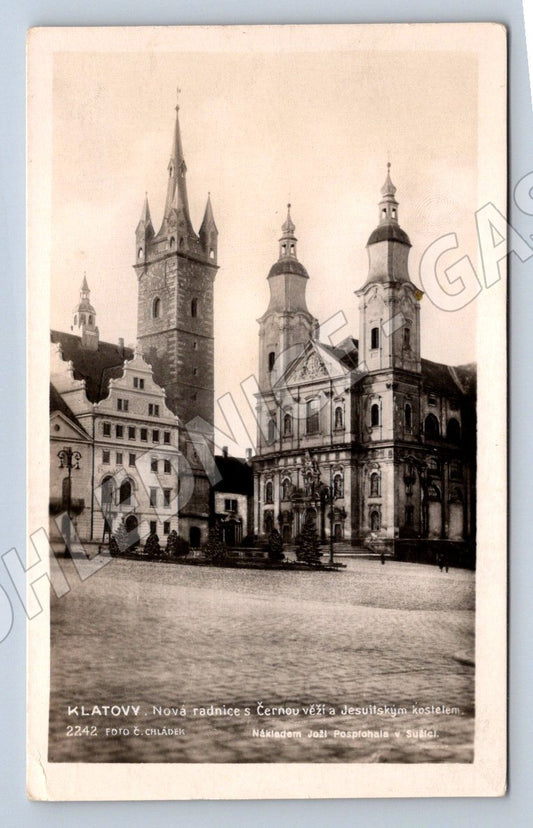 Postcard Klatovy New Town Hall Black Tower (ST3717)