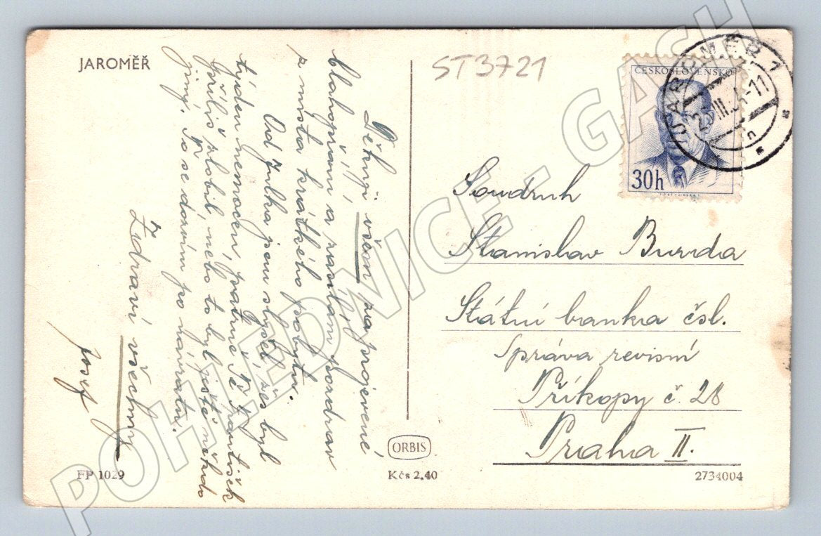 Postcard Jaroměř Square, historical (ST3721)