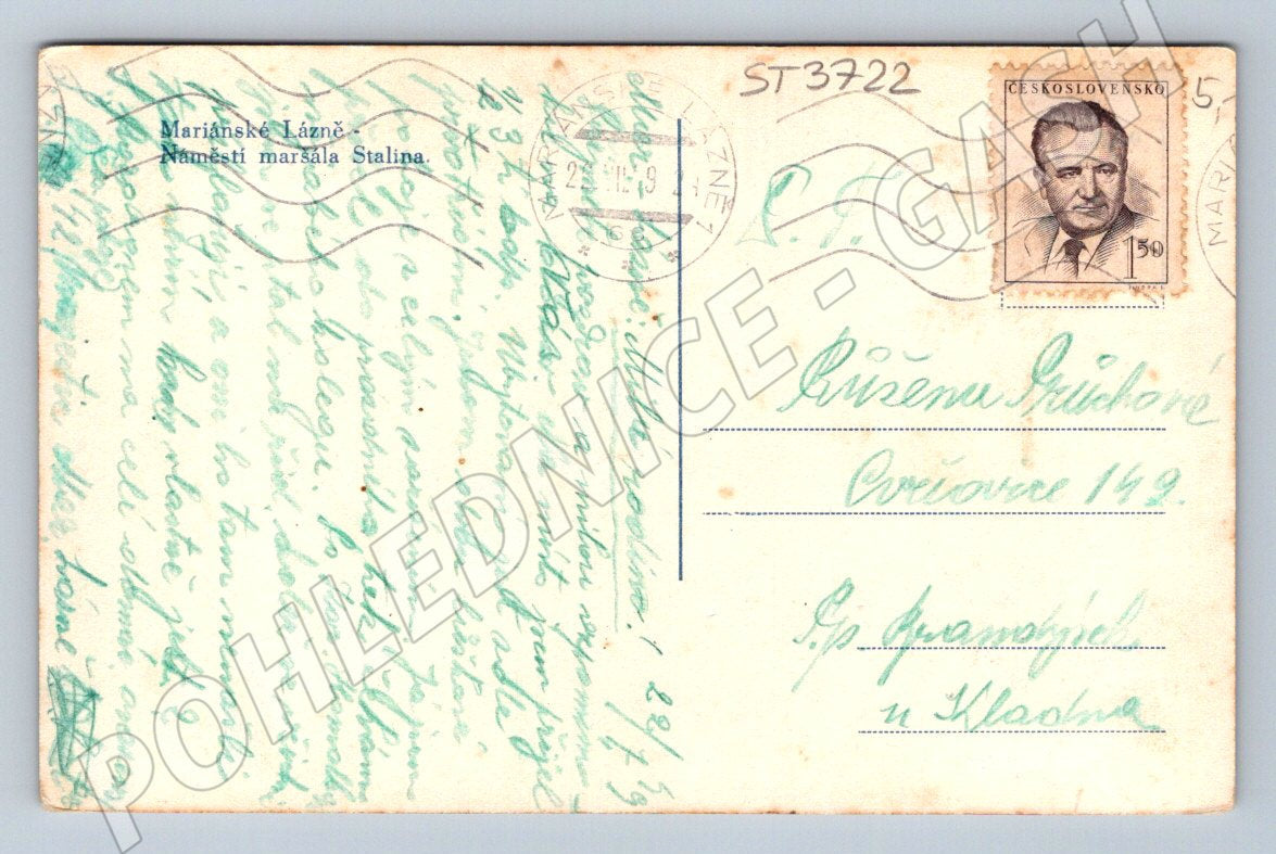 Postcard Marianske Lazne Hotel Pacific Stalin Square (ST3722)