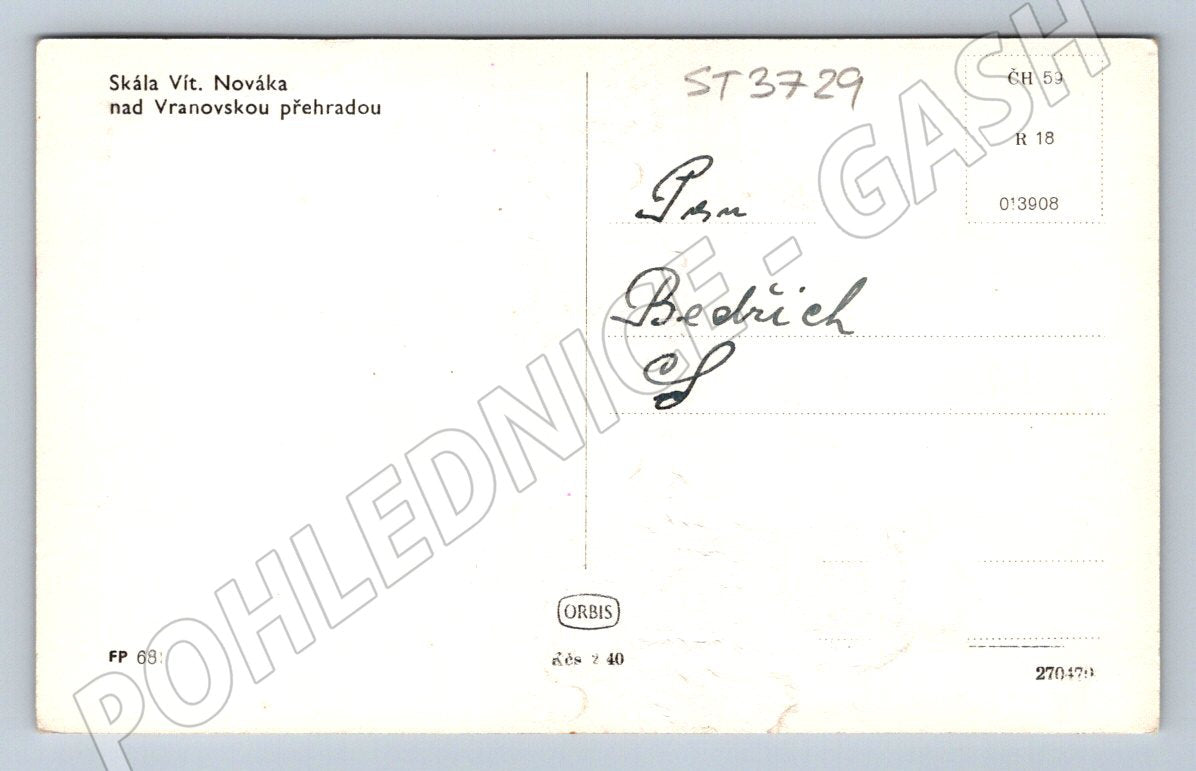 Postcard Skála by Vítězslav Novák, Vranov Dam (ST3729)