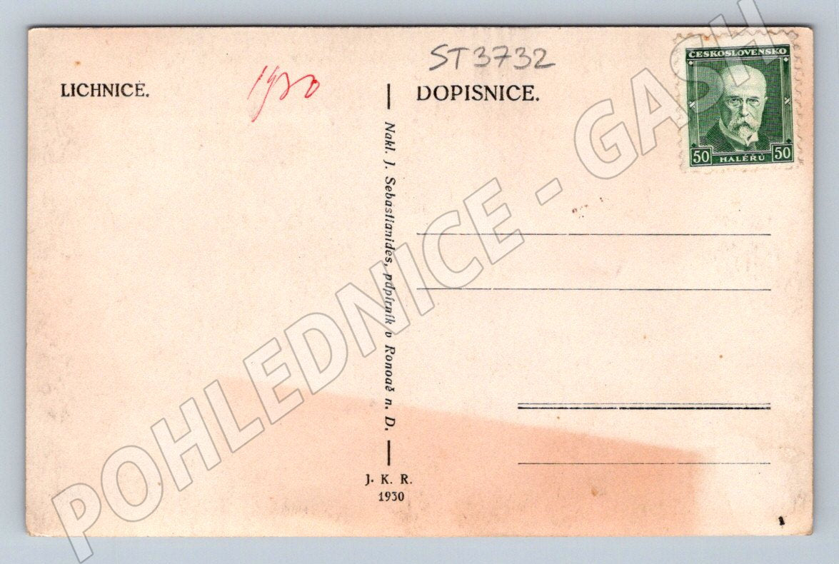 Postcard Lichnice Castle 1930 (ST3732)