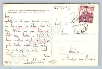 Postcard Zlín administrative building Baťa Square Work (ST3735)