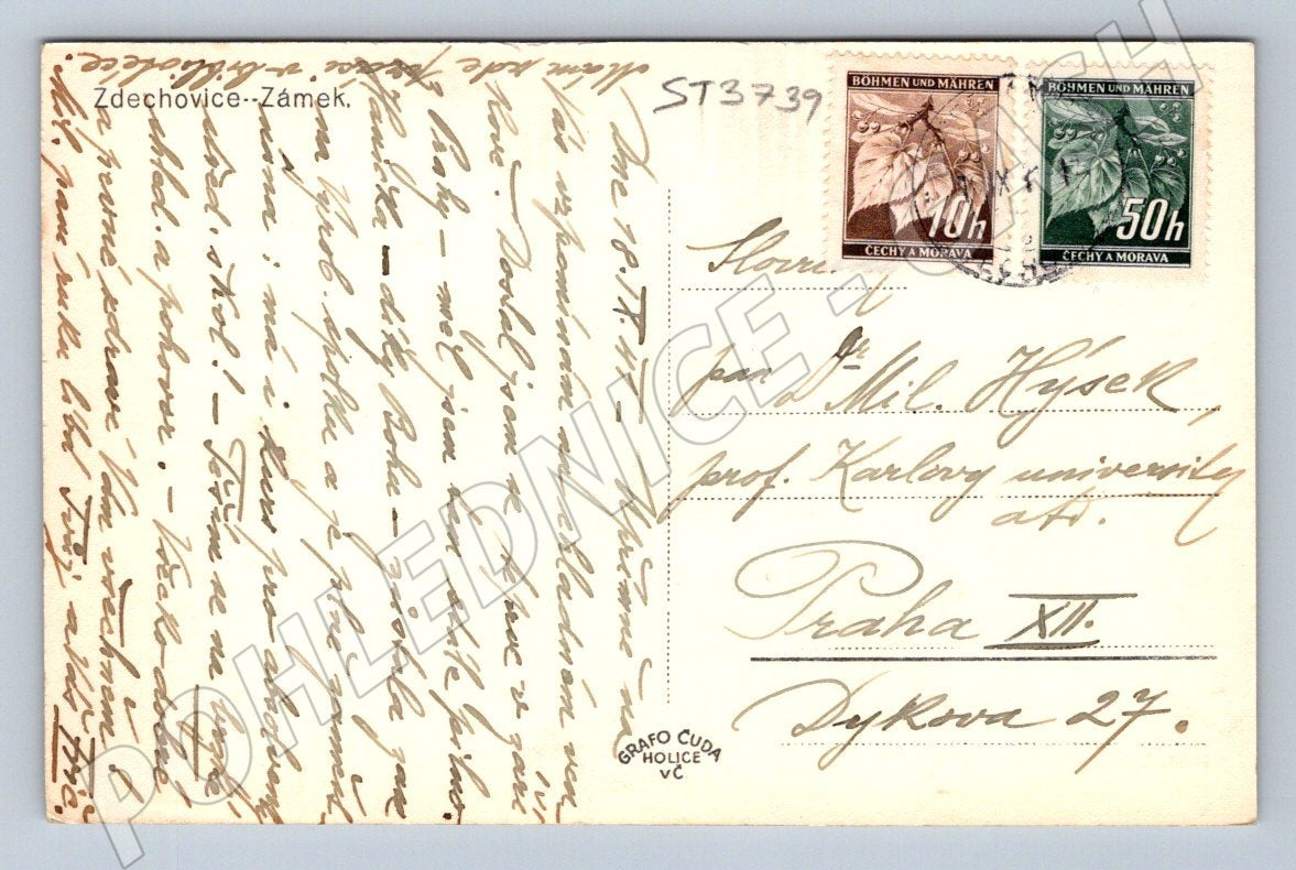 Postcard Zdechovice castle historical (ST3739)