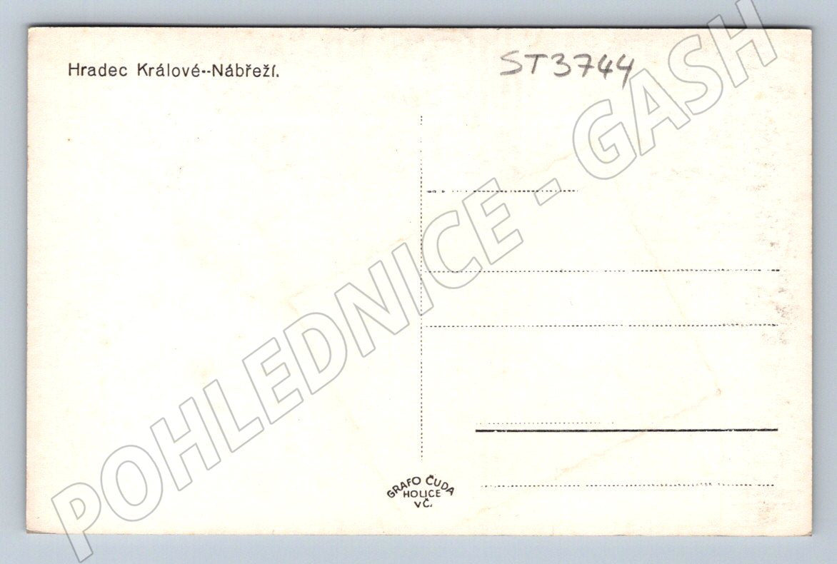 Postcard Hradec Králové waterfront historical (ST3744)