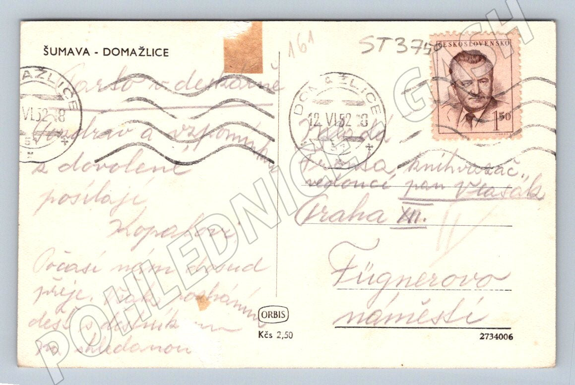 Postcard Domažlice historical Šumava (ST3750)