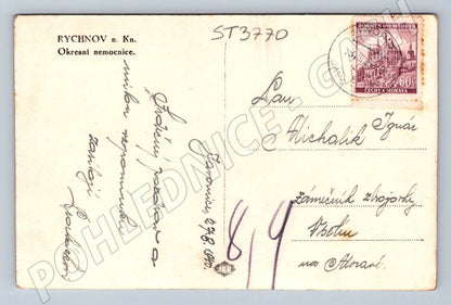 Postcard Rychnov nad Kněžnou district hospital 1940 (ST3770)