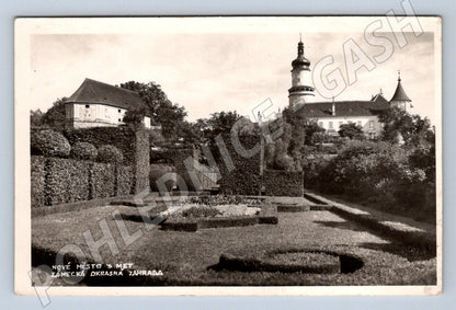 Postcard Nové Město nad Metují castle and garden 1940 (ST3773)