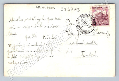 Postcard Nové Město nad Metují castle and garden 1940 (ST3773)