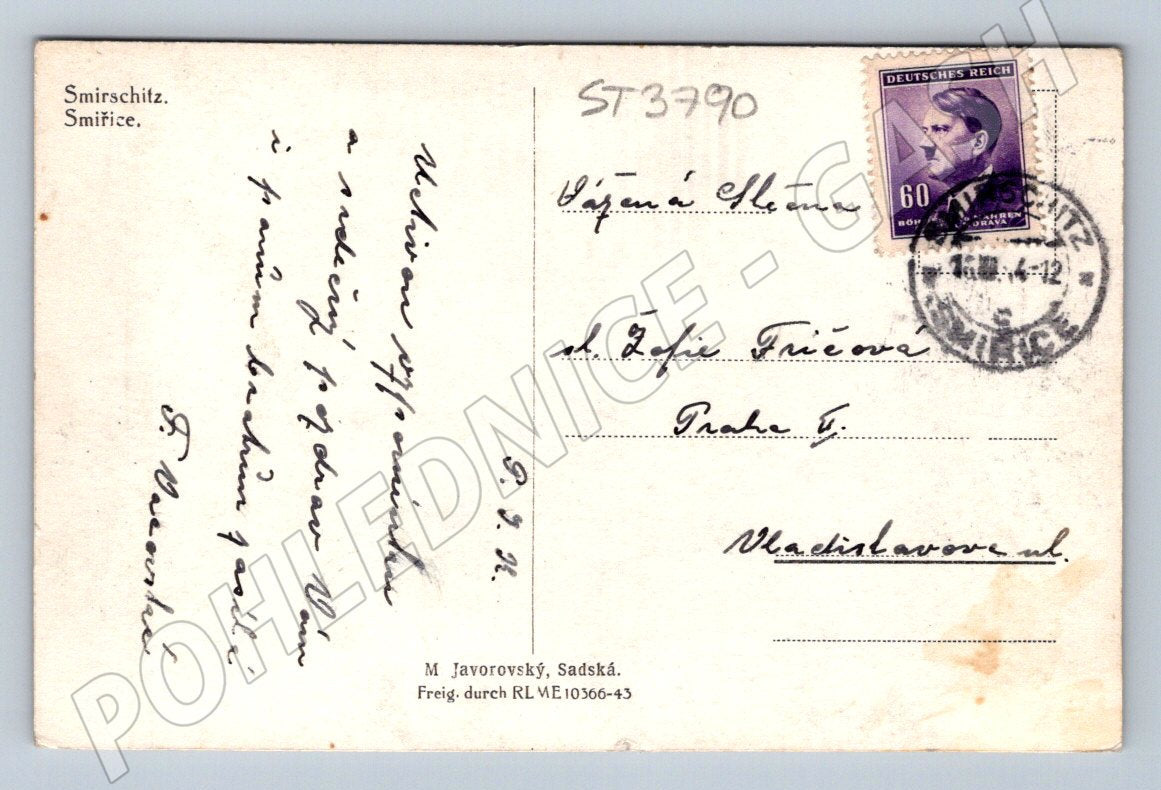 Postcard Smiřice Protectorate of Bohemia historical (ST3790)